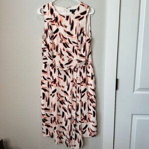 White House Black Market White Abstract Print Midi Sheath Dress - Size 12 - EUC